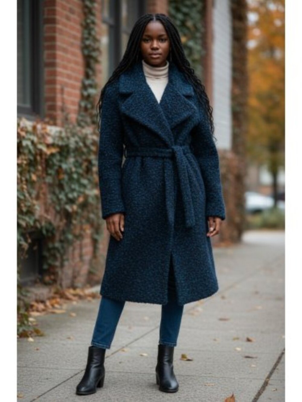 VINTAGE Blue Chenille Wrap Coat Ladies Plus Size 1X